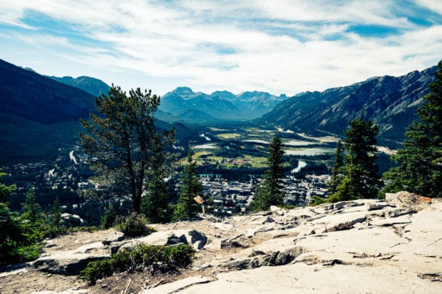 Banff and the Bow Valley from the summit of Tunnel Mountain.